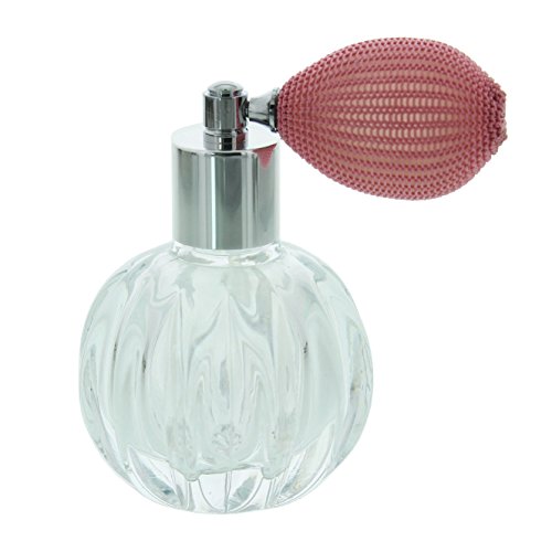 5017224618800 - SMALL ROUND GLASS PERFUME BOTTLE WITH PINK ATOMISER