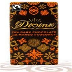 5017397000129 - DIVINE CHOCOLATE - 70% DARK CHOCOLATE WITH MANGO & COCONUT - 100G