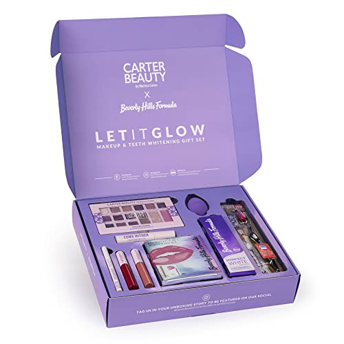 5020105004135 - CARTER BEAUTY LET IT GLOW SET - MAKEUP MUST HAVES - TEETH WHITENING PRODUCTS - DELIVERS BRIGHT SMILE WITH RADIANT LOOK - INCLUDES PALETTE, MASCARA, SPONGE, LIP TINT - PARABEN FREE - 9 PC GIFT SET