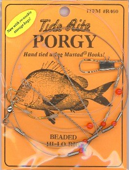 0050209034108 - 4 PACK TIDE RITE HI-LO PORGY RIG WITH BEADS SIZE 4