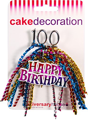 5026281001692 - TWIRLY DAZZLERS HAPPY 100TH BIRTHDAY CAKE DECORATION