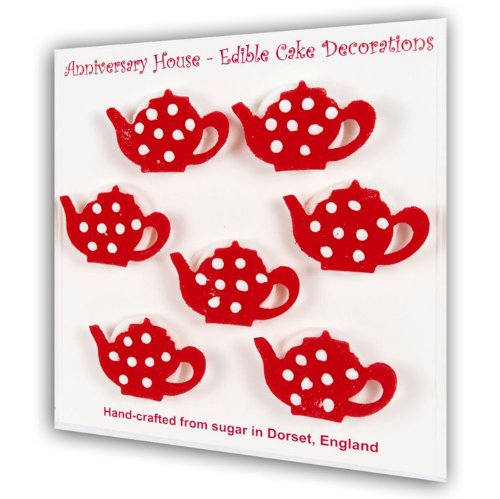 5026281998176 - RED SPOTTY TEAPOTS CUPCAKE TOPPERS