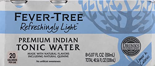 5028881213109 - FEVER TREE LIGHT TONIC WATER - PREMIUM QUALITY MIXER - REFRESHING BEVERAGE FOR COCKTAILS & MOCKTAILS. NATURALLY SOURCED INGREDIENTS, NO ARTIFICIAL SWEETENERS OR COLORS - 150 ML CANS - PACK OF 8