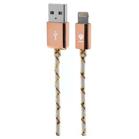 5031300072720 - BAUBLEBAR BRAID POWER UP USB CABLE FOR IPAD, IPHONE AND IPOD - PINK/ GOLD (CO7272)