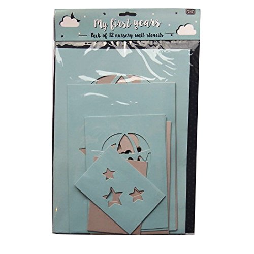 5034142564507 - NIGHT SKY - NURSERY WALL ART CARD STENCILS - 11 STENCILS INCLUDED - STARS, CLOUDS, RAINDROPS, MOON AND MORE