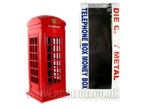 5035182001489 - LONDON SOUVENIR DIE CAST METAL RED TELEPHONE BOX MONEY BOX