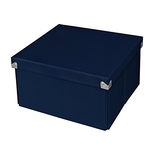 0050362000156 - POP N' STORE DECORATIVE STORAGE BOX WITH LID - COLLAPSIBLE - MEDIUM SQUARE BOX - NAVY BLUE - 10.5X6X10.5