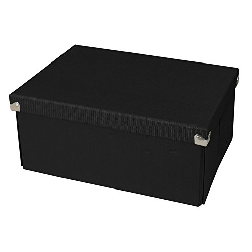 0050362000248 - POP N' STORE DECORATIVE STORAGE BOX WITH LID - COLLASPIBLE - MEDIUM DOCUMENT BOX - BLACK - 13X6X9.5