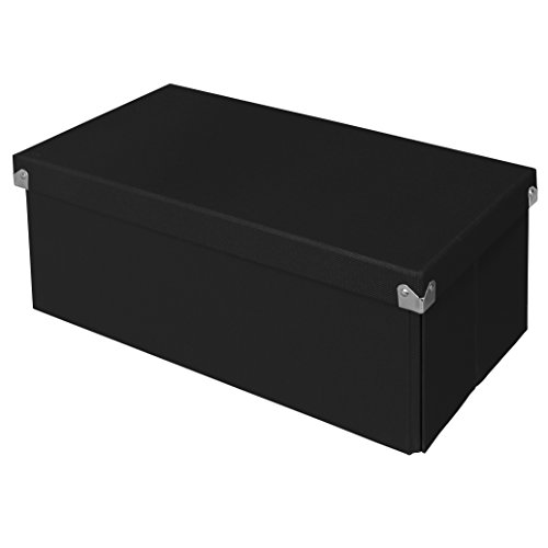 0050362000293 - POP N' STORE DECORATIVE STORAGE BOX WITH LID - COLLAPSIBLE AND STACKABLE - ESSENTIAL BOX - BLACK - 15.625X7.5X5.75