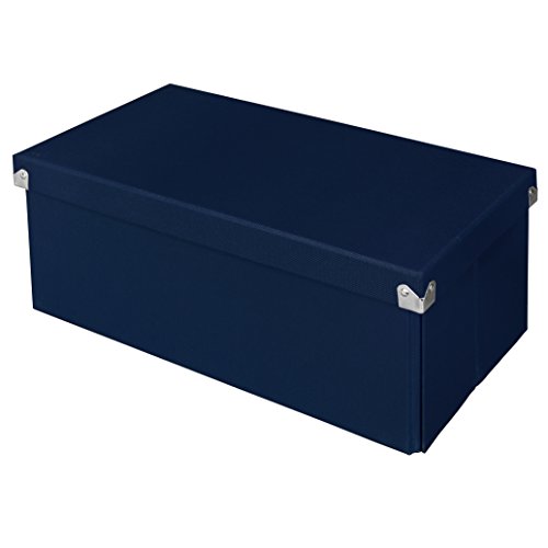 0050362000309 - POP N' STORE DECORATIVE STORAGE BOX WITH LID - COLLAPSIBLE AND STACKABLE - ESSENTIAL DVD STORAGE BOX - NAVY BLUE - 15.625X7.5X5.75