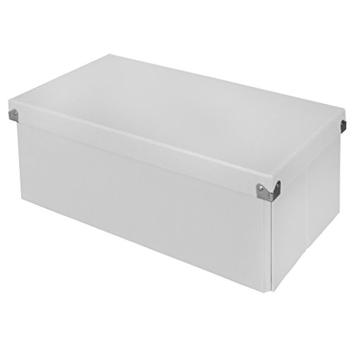 0050362000323 - POP N' STORE DECORATIVE STORAGE BOX WITH LID - COLLAPSIBLE AND STACKABLE - ESSENTIAL DVD STORAGE BOX - WHITE - 15.625X7.5X5.75