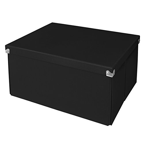 0050362000330 - POP N' STORE DECORATIVE STORAGE BOX WITH LID - COLLAPSIBLE - LARGE MEGA BOX - BLACK - 15.5X8X12.5