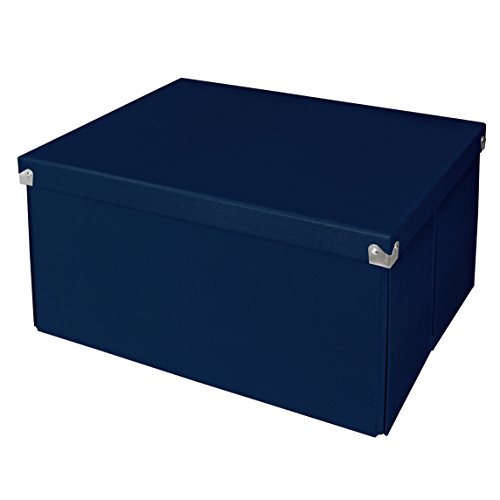 0050362000347 - POP N' STORE DECORATIVE STORAGE BOX WITH LID - COLLAPSIBLE AND STACKABLE - LARGE MEGA BOX - NAVY BLUE - INTERIOR SIZE (14.625X11.875X8)