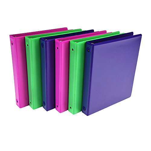 0050362283986 - SAMSILL FASHION COLOR 3 RING PRESENTATION BINDER, 1 INCH ROUND RINGS, CUSTOMIZABLE, CLEAR VIEW BINDER, 6 PACK ASSORTED - ELECTRIC PINK, DEEP PURPLE, FERN GREEN