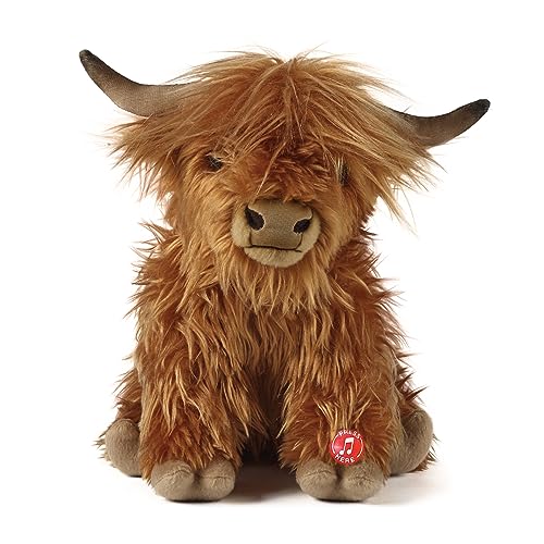 5037832004482 - LIVING NATURE HIGHLAND COW BROWN STUFFED ANIMAL | FARM TOY WITH SOUND | SOFT TOY GIFT FOR KIDS | NATURLI ECO-FRIENDLY PLUSH | 9 INCHES