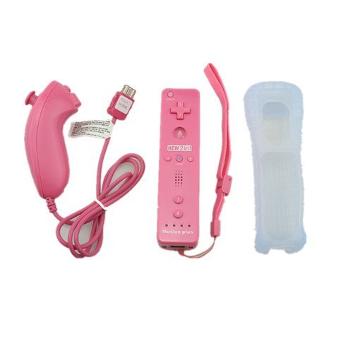 0504534250578 - NUNCHUK & REMOTE GAME CONTROLLER BUNDLE FOR NINTENDO WII WITH SILICON CASE (PINK)