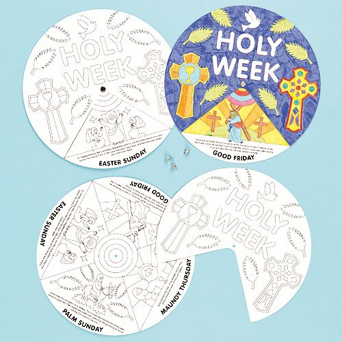 5051174039506 - HOLY WEEK STORY WHEELS FOR KIDS TO DECORATE AND COLOR-IN FOR EASTER CRAFTS (PACK OF 3)