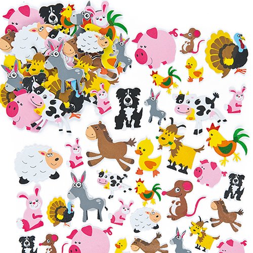 5051174047600 - FARM ANIMAL FOAM STICKERS FOR CHILDREN TO DECORATE CRAFTS CARDS AND COLLAGE (PACK OF 96)