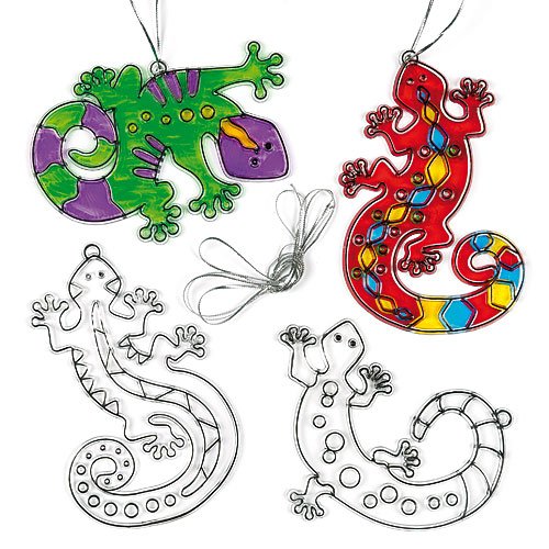 5051174049185 - STAINED GLASS EFFECT ACRYLIC GECKO SUNCATCHERS CHILDREN'S PAINTING CRAFT KITS - PACK OF 6