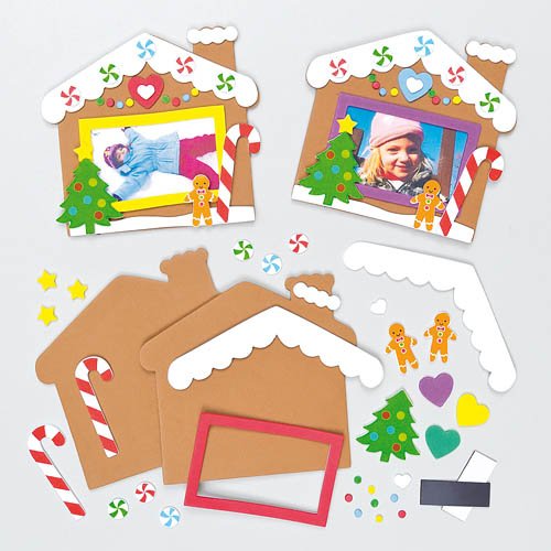 5051174052253 - GINGERBREAD HOUSE PHOTO FRAME MAGNET KITS FOR CHILDREN TO DECORATE (PACK OF 5)