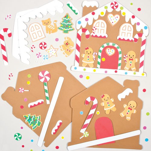 5051174058910 - GINGERBREAD HOUSE PLACEMAT KITS FOR CHILDREN TO MAKE AND DECORATE - PERFECT CHRISTMAS DECORATION (PACK OF 4)