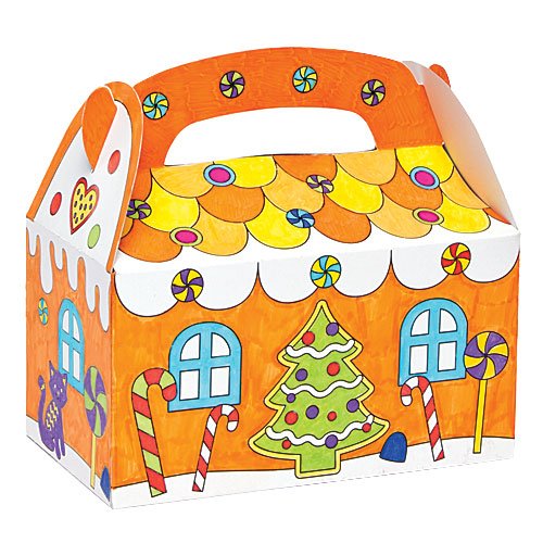 5051174058958 - GINGERBREAD HOUSE COLOR-IN GIFT BOXES FOR CHILDREN TO MAKE AND DECORATE - PERFECT CHRISTMAS DECORATION (PACK OF 6)