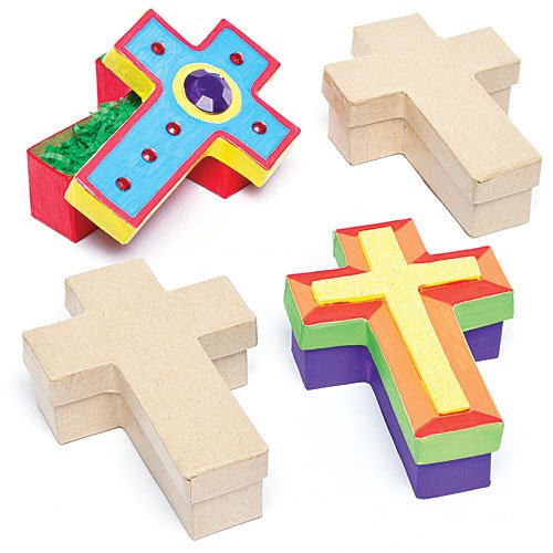5051174061491 - CROSS CHRISTIAN CRAFT BOXES FOR CHILDREN TO COLOR-IN DECORATE AND EMBELLISH FOR EASTER (PACK OF 4)