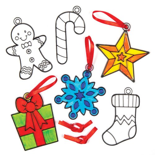 5051174067714 - CHRISTMAS SHAPES SUNCATCHER HANGING DECORATION SET FOR CHILDREN TO COLOR-IN - MAKE YOUR OWN CREATIVE CRAFT TOY KIT FOR KIDS (PACK OF 8)