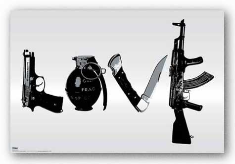 5051840077450 - STEEZ (LOVE, WEAPONS) ART POSTER PRINT - 24X36 POSTER PRINT BY STEEZ , 36X24 FINE ART POSTER PRINT BY STEEZ , 36X24
