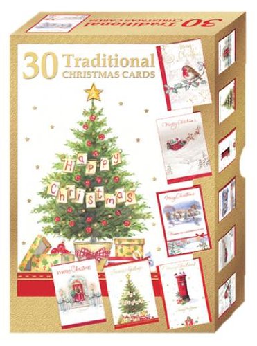 5052223668616 - ASSORTED BUMPER BOX OF 30 TRADITIONAL CHRISTMAS CARDS HSX2152 6 DESIGNS PER PACK