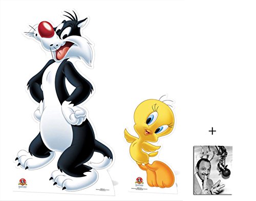 5052310839431 - FAN PACK - SYLVESTER THE CAT AND TWEETIE PIE LOONEY TUNES CARDBOARD CUTOUT / STANDEE / STANDUP DOUBLE PACK- INCLUDES 8X10 STAR PHOTO