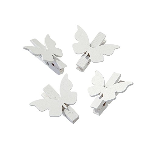 5052714033114 - SOMETHING IN THE AIR WHITE WOODEN BUTTERFLY PEGS FOR WEDDING DECORATION
