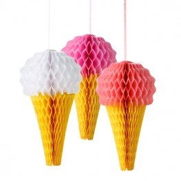 5052714041058 - TALKING TABLES PINK 'N' MIX ICE-CREAM PARTY DECORATIONS, 8-INCH, 3-PACK