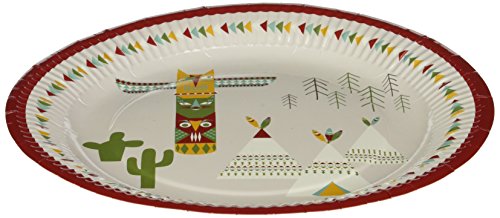 5052714050234 - TALKING TABLES POW WOW PARTY PAPER PLATES (12 PACK), MULTICOLORED