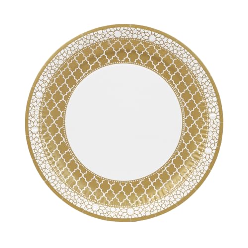 5052715149289 - TALKING TABLES 10 X GOLD STRONG PAPER PLATES | RECYCLABLE DISPOSABLE DISHES TABLE PARTY DECORATIONS FOR EID CELEBRATION PICNICS, ANNIVERSARY, WEDDINGS, 23CM
