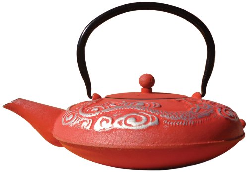 5053204814992 - OLD DUTCH CAST IRON NARA TEAPOT, 40-OUNCE, RED/SILVER