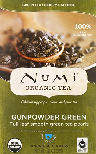 5053604987807 - NUMI ORGANIC TEA GUNPOWDER GREEN, FULL LEAF GREEN TEA, 18 COUNT NON-GMO TEA BAGS (PACK OF 3)