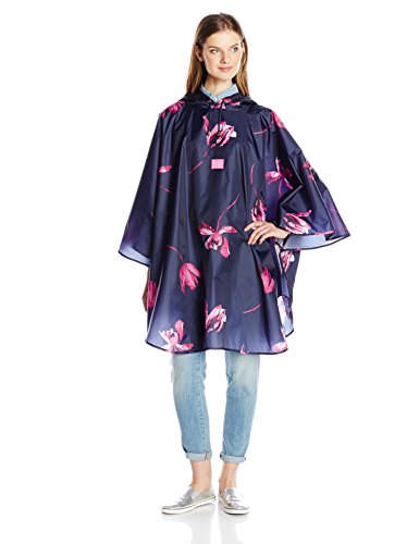 5054411366564 - JOULES WOMEN'S PRINTED SHOWERPROOF PONCHO, FRENCH NAVY TULIP, ONE SIZE
