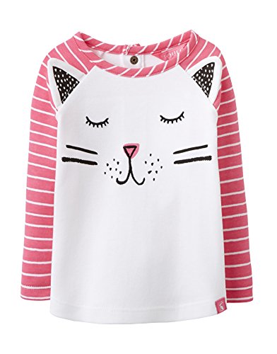 5054411391559 - JOULES BABY GIRLS TOP - CAT FACE - NEON CANDY STRIPE - 9-12 MONTHS / 80 CMS