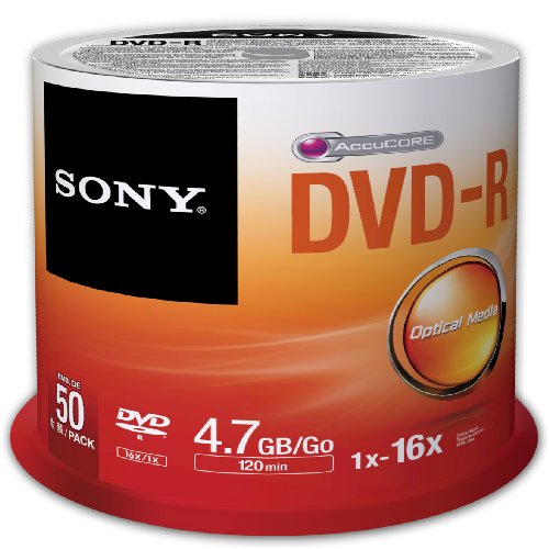 5054533209930 - SONY 50DMR47SP 16X DVD-R 4.7GB RECORDABLE DVD MEDIA - 50 PACK SPINDLE
