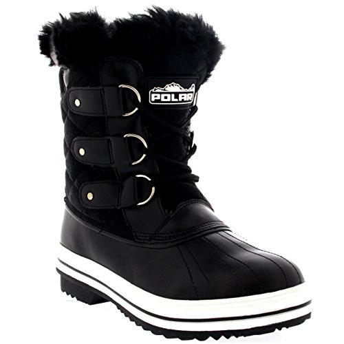 5054616373459 - WOMENS SNOW BOOT QUILTED SHORT WINTER SNOW FUR RAIN WARM WATERPROOF BOOTS - 8 - BLS39 YC0016