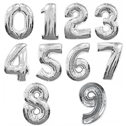 5054752224370 - AMSCAN SUPERSHAPE SILVER NUMBER BALLOONS (SILVER)