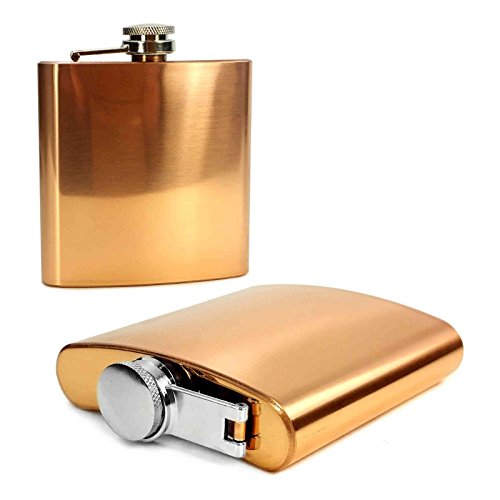 5055261822538 - E-VOLVE HIP FLASK - 6OZ - COPPER PLATED STAINLESS STEEL - FOR SPECIAL OCCASIONS (WEDDING, SPORTS, GOLF, BEST MAN, FATHERS' DAY, ETC.)