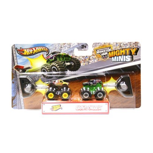 5055318551435 - HOT WHEELS MONSTER JAM - MIGHTY MINIS - TEAM HOT WHEELS AND GRAVE DIGGER
