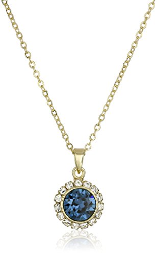 5055336315514 - TED BAKER SELA CRYSTAL CHAIN GOLD/NAVY PENDANT NECKLACE, 17 + 0.5 EXTENDER