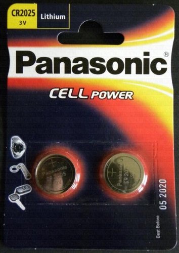 5055414005498 - ONE TWIN PACK (2 BATTERIES) PANASONIC CR2025 LITHIUM COIN CELL BATTERY 3V BLISTER PACKED