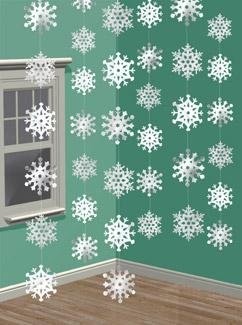 5055446717437 - HANGING STRINGS OF SNOWFLAKES CHRISTMAS DECORATIONS X 6