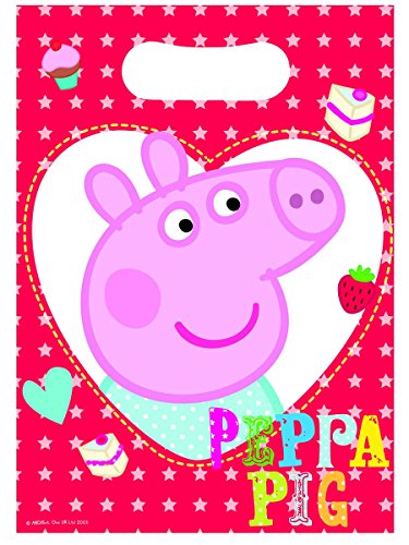 5055446762031 - PEPPA PIG PLASTIC PARTY LOOT BAGS X 8