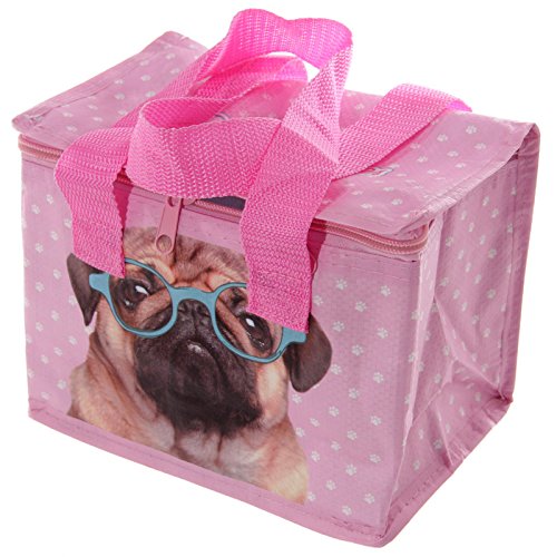 5055663966489 - JACK EVANS PINK PUG DESIGN THERMAL INSULATED LUNCH BAG COOL BAG BOX WITH HANDLES