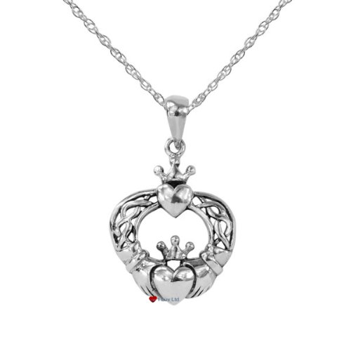 5055751437334 - CELTIC CLADDAGH PENDANT STERLING SILVER TWIN HEARTS CELTIC ROPEWORK
